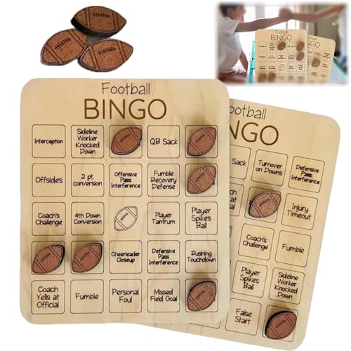 shenyoukong Fußball-Bingo-Spiel, Ball-Bingo-Spiel, Bingo-Spiel Aus Holz Mit Fußballthema, Sport-Bingo, Tic-Tac-Toe-Brettspiel Als Geschenk Für Sportliebhaber (2 Stück) von shenyoukong