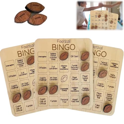 shenyoukong Fußball-Bingo-Spiel, Ball-Bingo-Spiel, Bingo-Spiel Aus Holz Mit Fußballthema, Sport-Bingo, Tic-Tac-Toe-Brettspiel Als Geschenk Für Sportliebhaber (3 Stück) von shenyoukong