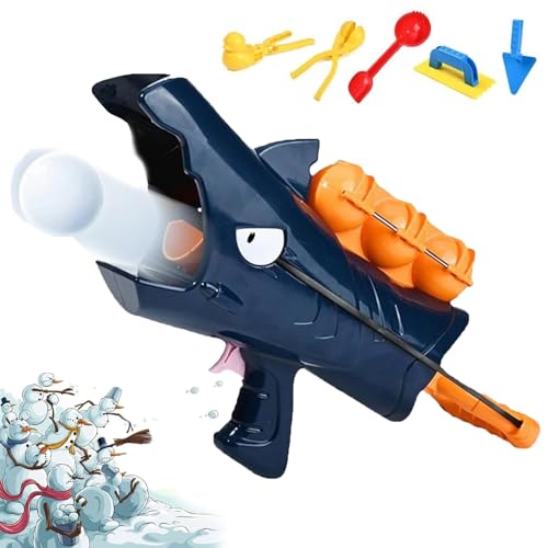 shenyoukong Hai-Schneeballwerfer-Spielzeug, Hai-Schneeballkanone, Schneeballmacher-Spielzeug, Schneespielzeug Für Kinder Im Freien, Schneeballmacher-Set, Schneeball-Blaster-Werfer (Blau) von shenyoukong