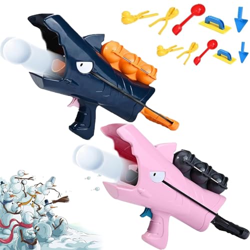 shenyoukong Hai-Schneeballwerfer-Spielzeug, Hai-Schneeballkanone, Schneeballmacher-Spielzeug, Schneespielzeug Für Kinder Im Freien, Schneeballmacher-Set, Schneeball-Blaster-Werfer (Mix-2 Pcs) von shenyoukong