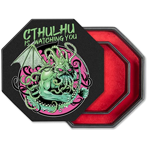 shibby Würfelbrett mit Würfel-Ablage und Deckel für alle Tabletop Spiele - 23,5cm (Cthulhu Grün) von shibby