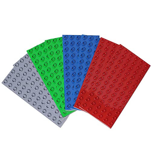 Bauplatte Groß Platten, 8 Stück Große Grundplatte Kompatibel mit großen Bausteinen Aller führenden Marken, 19.1 x 9.5 cm(4 Farben) von shineFinder