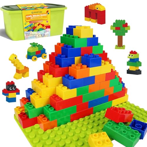 shineFinder Großen bausteine Kompatibel mit duplo bausteine, Großen bausteine Set, Bausteinen für Kleinkinder ab 3 Jahren mit Steinebox, Set für Kreatives Spielen, Lernspielzeug von shineFinder