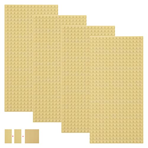 shineFinder 4 Platten-Set Bauplatten Kompatibel mit meisten Marken,rechteckige Grundplatten 25.6 * 12.8cm mit 16 * 32 Noppen (Sand, 25.6 * 12.8cm) von shineFinder
