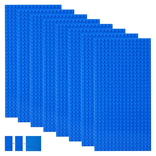 shineFinder 8 Platten-Set Bauplatten Kompatibel mit meisten Marken,rechteckige Grundplatten 25.6 * 12.8cm mit 16 * 32 Noppen für Kreatives Spielen (Blaue, 25.6 * 12.8cm) von shineFinder