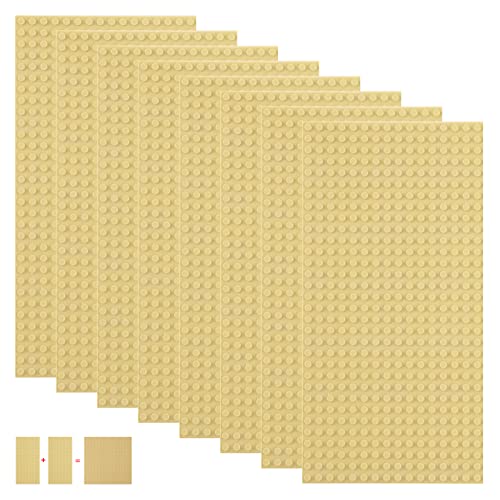 shineFinder 8 Platten-Set Bauplatten Kompatibel mit meisten Marken,rechteckige Grundplatten 25.6 * 12.8cm mit 16 * 32 Noppen für Kreatives Spielen (Sand, 25.6 * 12.8cm) von shineFinder