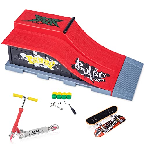 shirylzee Finger Skateboard Rampe Set, DIY Fingerboard Ultimate Sport, Mini Skateboard Ramp mit Fingerboard Skate Park Sporttraining Spielzeug für Kinder (E) von shirylzee