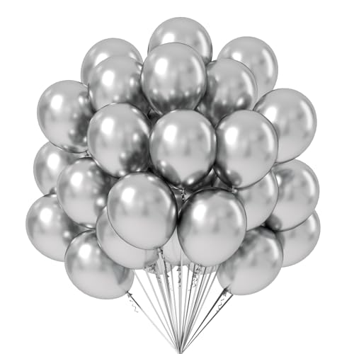 luftballons metallic Silber 100 Stück, 12zoll/30cm Helium Luftballons Geburtstag, Helium Ballons Geburtstag, Regenbogen Luftballons Für Geburtstagsdeko, Luftballons Hochzeit von shixpiov