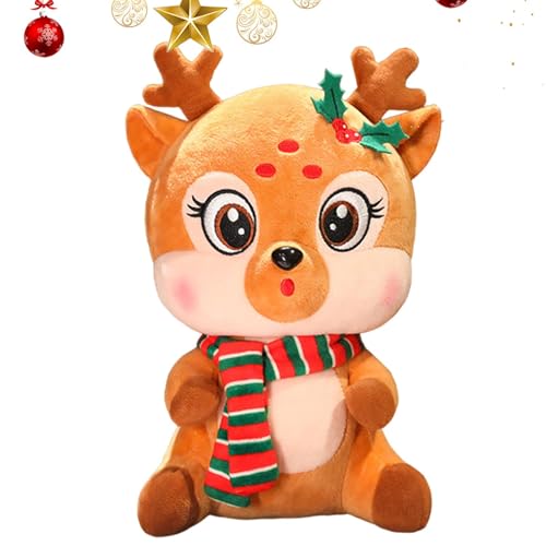 Adorable Christmas Stuffed Animals - 9.8 Inch Elk Plush Doll And Snowman Plushie Pillow, Perfect Holiday Soft Toys For Kids Festive Elk And Snowman Plush Dolls - Cute 9.8 Inch Christmas Stuffed Animal von shjxi