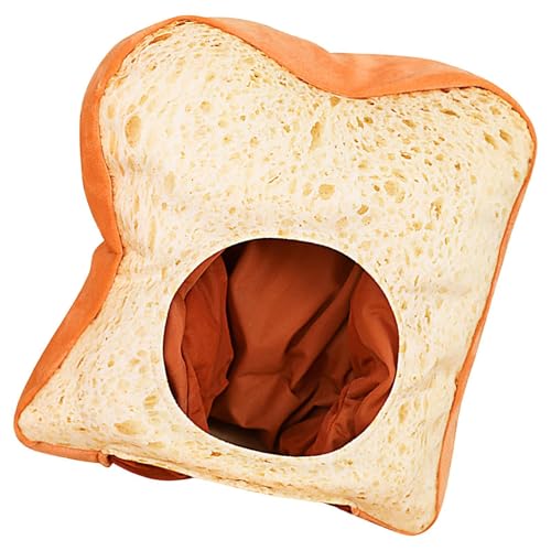 Bread Hat, Plush Toast Costume Prom Headpiece, 35cm 13.7inch Bread Stuffed Hat for Cosplay Parties, Photo Booth Props for Adults and Kids, Funny Toast Headwear for Halloween and Fun Themed Events von shjxi