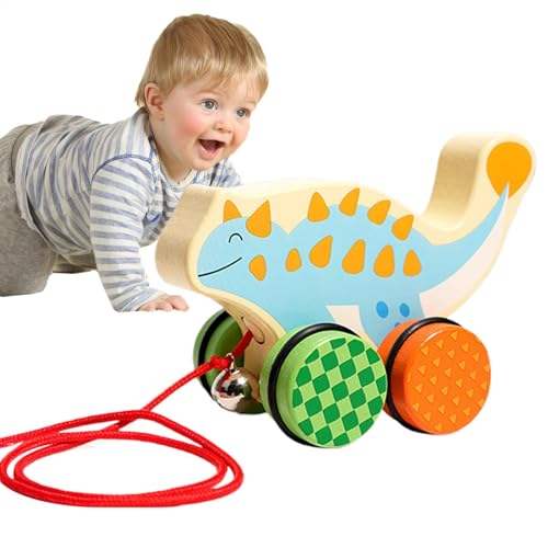 Dino Walking Along Pull Toy, Classic Wooden Pull-Along Toy, String Children Dragging Dinosaur Toy Playset, Fun Dinosaur Toy for Boys and Girls 18 Months+, Toddler Interactive Pull Toy von shjxi