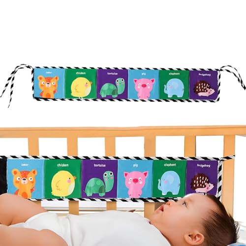 Kuschelbücher für Babys,Kinderbettbücher für Babys - Sinnesspielzeug-Crinkle-Bücher - Stoffbücher, kaubares Kinderbettspielzeug, kontrastreiches Feinmotorikspielzeug, Lernspielzeug für und Mädchen von von shjxi