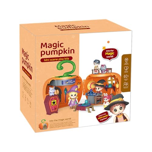 Tiny Doll House, Portable Halloween Pumpkin Houses Toy Castle, Tiny Home Fairy Miniature Kit, Creative Room Decor For Desk And Bedside Table Portable Halloween Pumpkin Doll House, Miniature Fairy Cast von shjxi