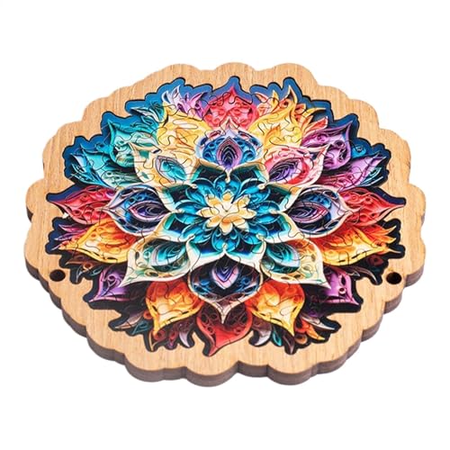 Wood Puzzles for Adults, 74 Pieces Wooden Puzzles for Kids, Flower Shaped Puzzle Game Toys 5.12x5.12in, Wooden Brain Teaser Tabletop Centerpiece for Family Gatherings von shjxi