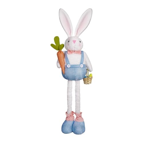 shjxi Easter Bunny Dolls, Adorable Stuffed Rabbit, Bunny Holding Basket, Spring Decoration with Retractable Spring Legs for Living Room, Bedroom,19.69x9.84x4.72 inches von shjxi