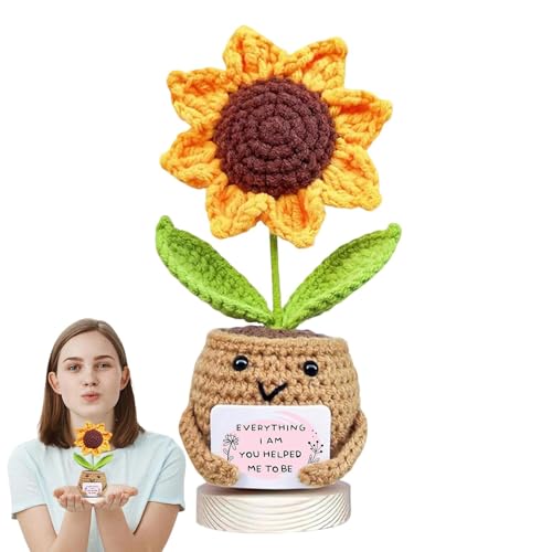 shjxi Funny Emotional Support Sunflower, Plush Crochet Plant, Cheer Up Desk Decor, Handmade Knitted Toy, Idea, for Christmas Stocking Stuffer and Offices von shjxi