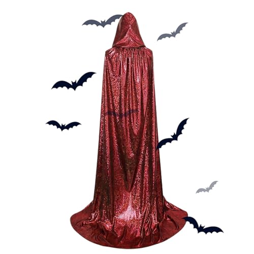 shjxi Halloween-Kostümumhang, durchgehender Kapuzenumhang, glänzender Unisex-Kapuzenumhang, bequeme Kostümrobe, weiche, bequeme Damenkostümrobe für Halloween-Partys, Weihnachten von shjxi