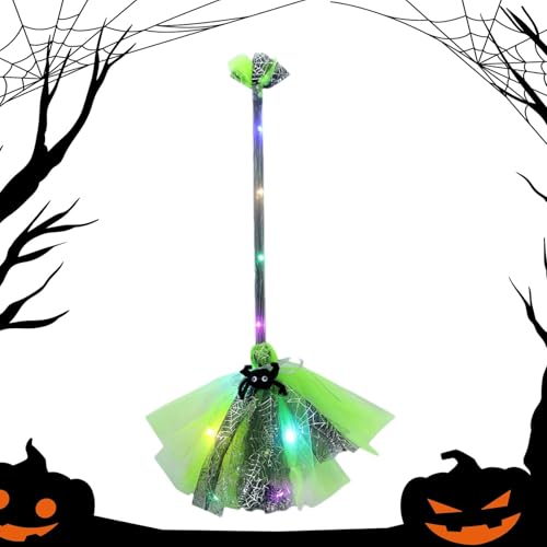 shjxi Halloween Witch Broom, Wizard Broom Prop, Cosplay Broom Accessory, Cosplay Witch Broom Accessories Halloween Witch Broom for Kids Costumes (Purple, Green, Black, Orange) von shjxi