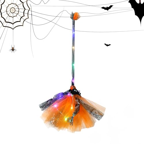 shjxi Halloween Witch Broom, Wizard Broom Prop, Cosplay Broom Accessory, Cosplay Witch Broom Accessories Halloween Witch Broom for Kids Costumes (Purple, Green, Black, Orange) von shjxi