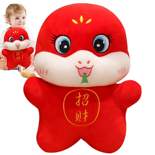 shjxi Schlangenstofftier, 11-Zoll-Schlangenplüsch, 3D-Chinesische Schlange, Plüschschlangenpuppe, Chinesische Neujahrsschlange, Jahr des Schlangenmaskottchens, Chinesische Tierpuppe, Stoffschlang von shjxi