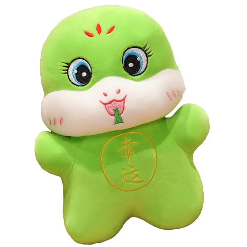 shjxi Schlangenstofftier, 11-Zoll-Schlangenplüsch, 3D-Chinesische Schlange, Plüschschlangenpuppe, Chinesische Neujahrsschlange, Jahr des Schlangenmaskottchens, Chinesische Tierpuppe, Stoffschlang von shjxi