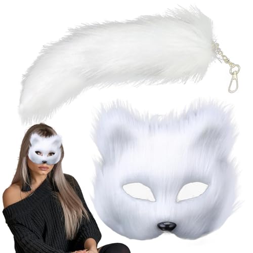 Animal Cosplay-Maskerade, Tier-Cosplay-Maskerade-Set für Mädchen, halbpelzige Animal-Gesichtsbedeckung für Versammlungspartys von shjxi