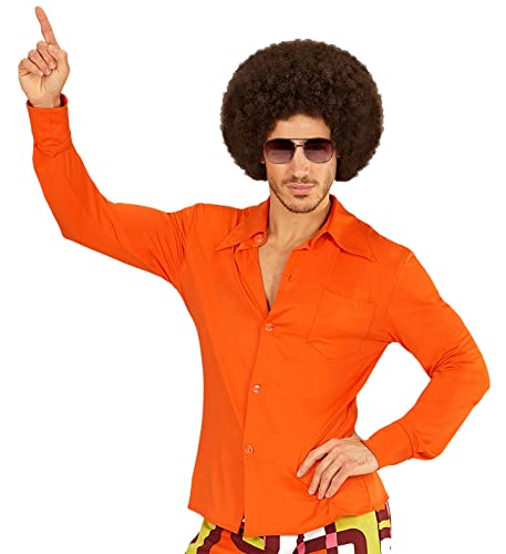 70er Jahre Retro Hemd mit und ohne Muster Disco Herren Kostüm Siebziger Schlager, Größe:L/XL, Farbe:Orange von shoperama