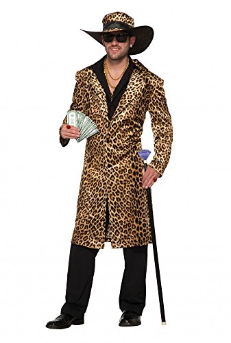 Funky Leopard Pimp Herren-Kostüm Gr. L Mantel und Hut Fell Lude Zuhälter Pelzmantel Stenz Assi Proll von shoperama