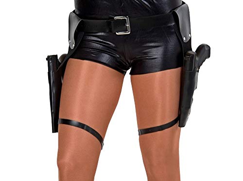 Pistolen-Gürtel inkl. 2 Waffen Zwillingsholster Doppelholster Halfter Cop SWAT Lara Croft Polizist Gangster Kostüm-Zubehör von shoperama