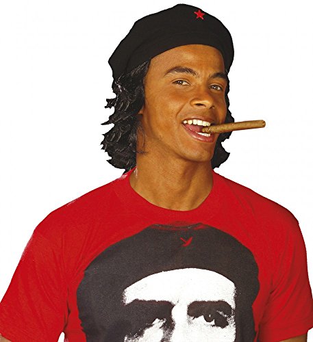 Schwarze Che Guevara Mütze mit Haaren Revolutionär Hut Perücke Kappe Barett von shoperama