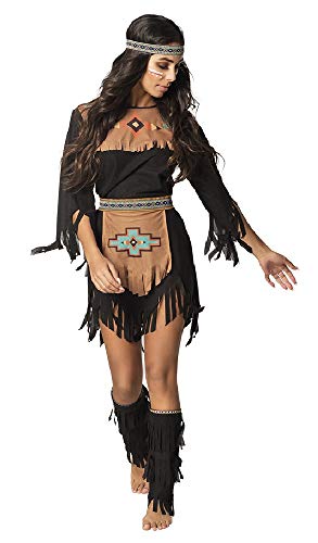 She-Wolf Indianerin Damen Kostüm Schwarz Kleid Gürtel Stulpen Haarband Squaw Western Wilder Westen, Größe:40/42 von shoperama