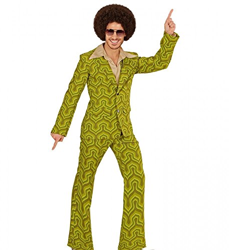 shoperama 70er Jahre Retro Herren Anzug Tapetenmuster Grün Disco Kostüm Jackett Hose Siebziger Schlager, Größe:XL von shoperama