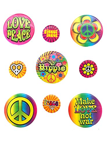 shoperama 9 Flower Power Hippie Anstecker Buttons Love Peace Blumen Kostüm-Zubehör 60er 70er Jahre shoperama 9 Flower Power Hippie Anstecker Buttons Love Peace Blumen Kostüm-Zubehör 60er 70er Jahre von shoperama