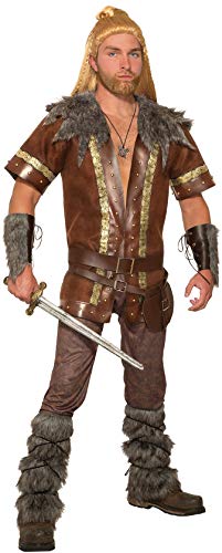 shoperama Braune Herren Jacke mit Kunstfell Kragen für Wikinger Krieger Mittelalter GOT Fantasy Cosplay von shoperama