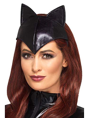 shoperama Catwoman Haarreifen mit Ohren und Stirnteil Katze Kopfschmuck Kostüm-Accessoire Kopfbügel Zubehör Wet-Look von shoperama