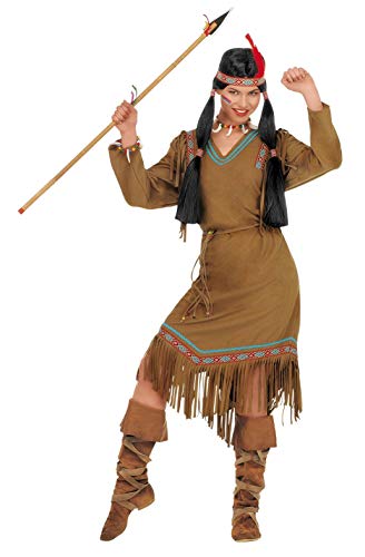 shoperama Cheyenne Indianerin Damen Kostüm Fransen-Kleid Gürtel Haarband mit Feder, Größe:L von shoperama