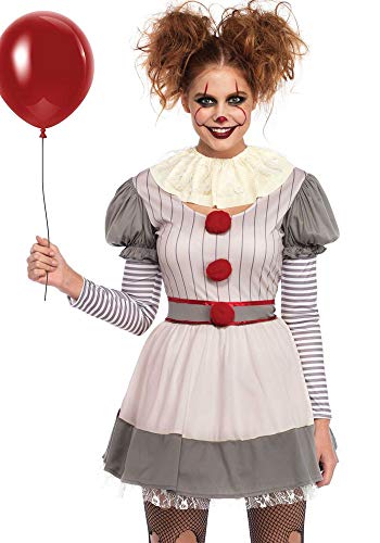 shoperama Damen-Kostüm Creepy Clown Killer Pennywise Halloween Leg Avenue gruselig Horror Mörder boshaft, Größe:M/L von shoperama