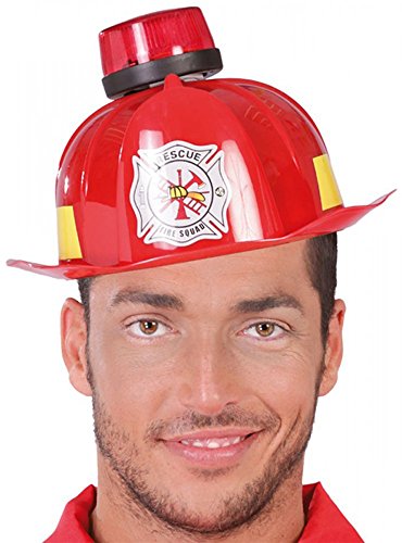 shoperama Feuerwehr-Helm mit Sirene Blinklicht und Ton Partyzubehör JGA Party Junggesellenabschied Kostüm-Zubehör von shoperama