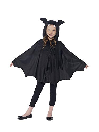 shoperama Fledermaus-Cape mit Kapuze für Kinder-Kostüm Vampir Umhang Fledermaus-Flügel Halloween Mädchen Jungen, Größe:M/L von shoperama