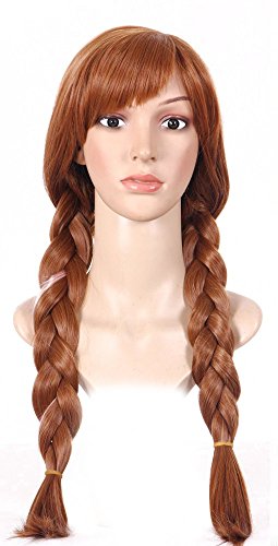 shoperama Frozen Anna Damen Perücke Braun Erwachsene Eiskönigin Wig ELSA Prinzessin Zöpfe von shoperama