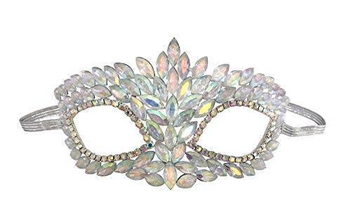 shoperama Funkelnde Augen-Maske mit Multicolor Strass-Steinen Schmucksteine Regenbogenfarben Silber Maskenball Venedig von shoperama