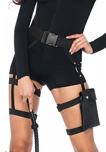 shoperama Gürtel mit Oberschenkel Tasche von Leg Avenue Spionin Kostüm Zubehör Halfter Kämpferin Warrior Polizist SWAT Lara Croft von shoperama