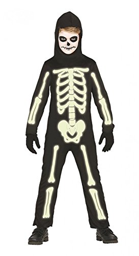 shoperama Halloween Overall Skelett Leuchtend Jungen Mädchen Kinder-Kostüm phosphoreszierend Knochen, Kindergröße:116-5 bis 6 Jahre von shoperama