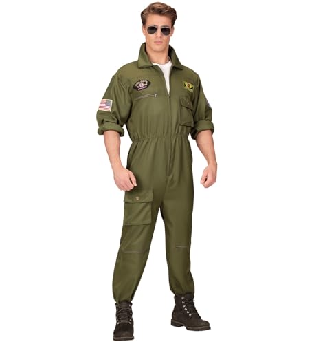 shoperama Herren-Kostüm Kampfjet Pilot Kampfflieger Piloten-Overall Jetpilot Kampfpilot Flieger Army, Größe:L von shoperama