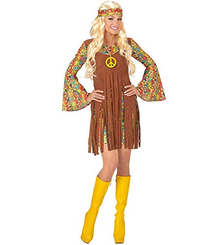 shoperama Hippie Damen Kostüm Kleid Stirnband und Kette 60er 70er Jahre Flower Power Piece Seventies Sixties, Größe:XL von shoperama