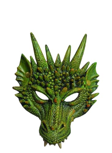 shoperama Kinnlose Drachen-Maske aus Schaumlatex Halloween Maske Karneval Dragon Mythologie Fabelwesen, Farbe:Grün von shoperama