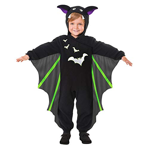 shoperama Kleine Fledermaus Kinder-Kostüm Overall Flügel Kapuze Ohren Mädchen Jungen Halloween-Kostüm, Größe:98-2 bis 3 Jahre von shoperama