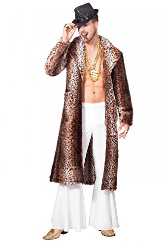 shoperama Kunstfell-Mantel Leopard Herren Fell Pimp Stenz Lude Zuhälter Assi Proll Pelzmantel, Größe:48 von shoperama