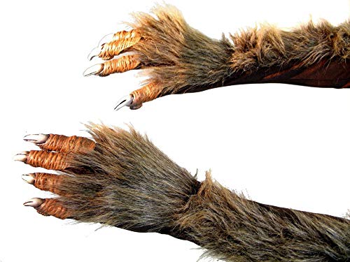 shoperama Lange Werwolf Handschuhe mit Krallen und Fell Krallenhand Klauen Dämon Monster Kostüm-Zubehör von shoperama