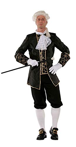 shoperama Marquis Herren Barock Rokoko Kostüm TAFT Anzug GRAF Adliger französisch Renaissance de Sade Karneval, Farbe:Schwarz, Größe:50 von shoperama